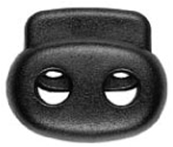 Double cord stopper (6mm - Black - Plastic)