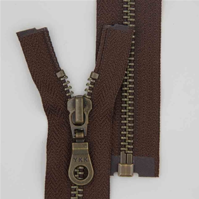 Zip 5 laiton bronze séparable (Poire - 65 cm - Marron)