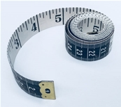 Flexible tailor's tape measure in inches