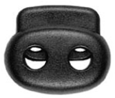 Double cord stopper (6mm - Black - Plastic)